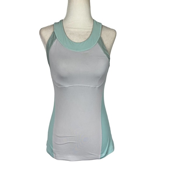 LULULEMON MAKE IT‎ COUNT TANK WITH BUILT IN SHELF BRA GREY AQUAMARINE - Picture 1 of 12